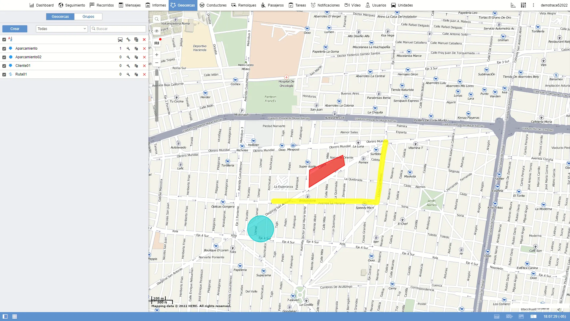 Mapa de rastreo GPS