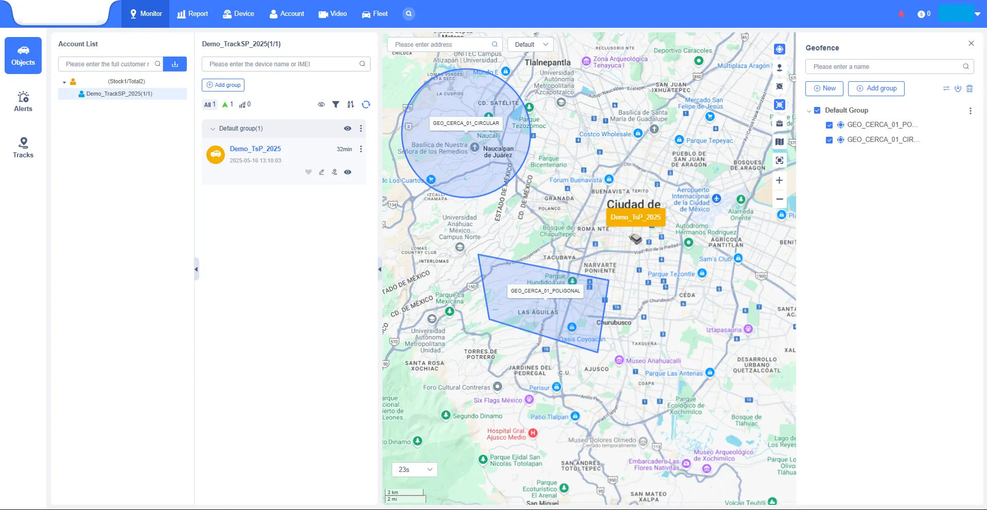 Mapa de rastreo GPS