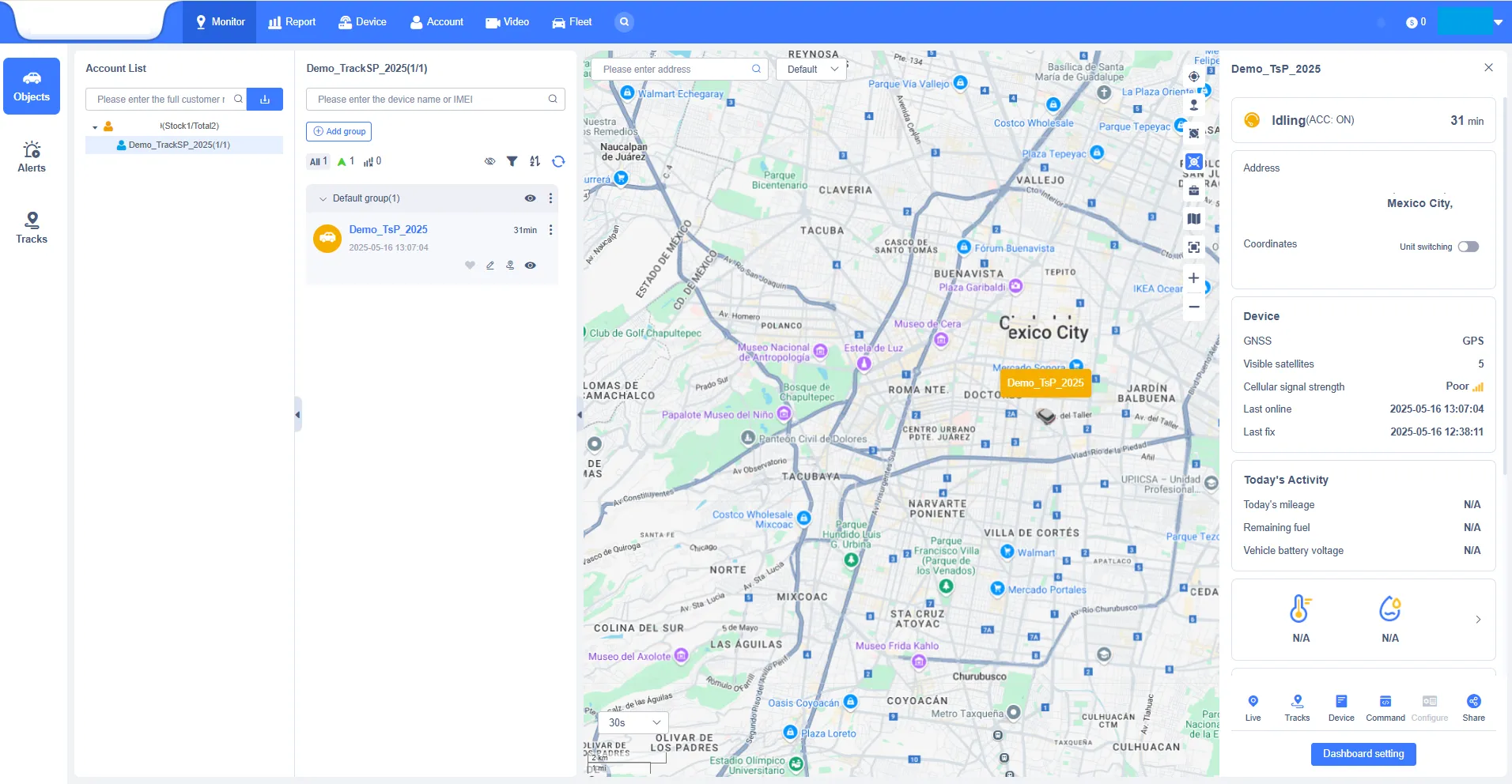 Mapa de rastreo GPS