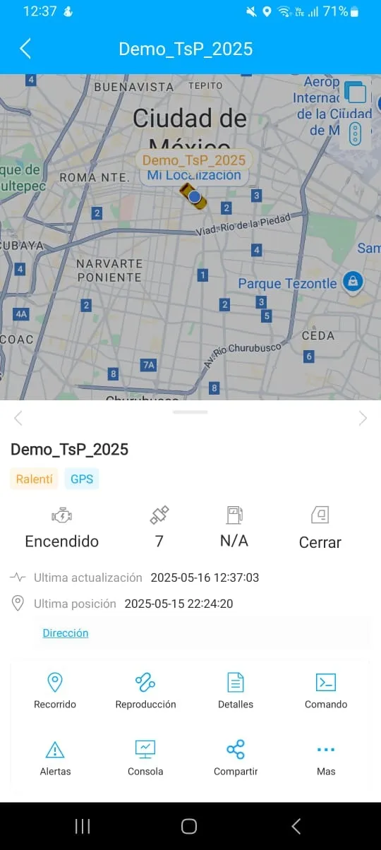Mapa de rastreo GPS