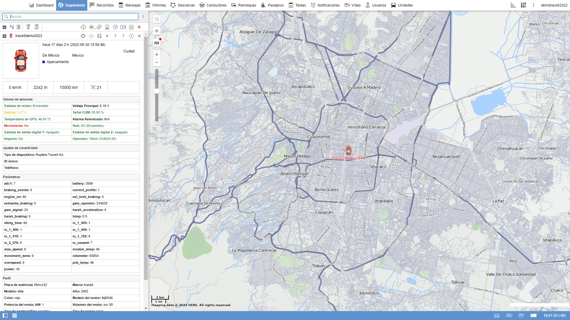 Mapa de rastreo GPS
