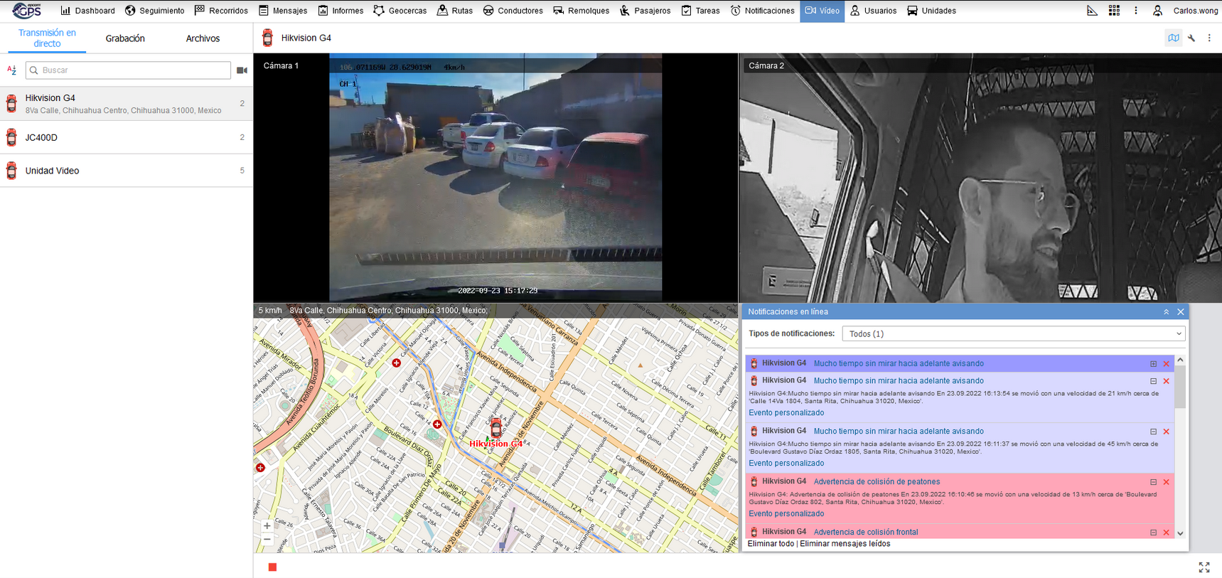 Mapa de rastreo GPS